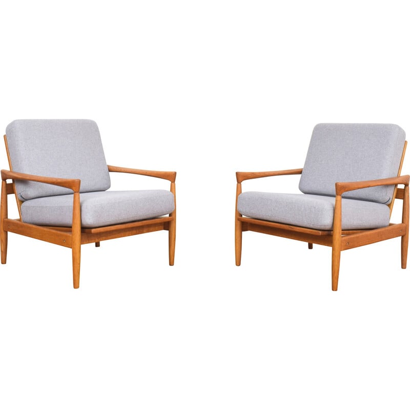 Pair of vintage oak Kolding armchairs by Erik Wørts for IKEA, 1960