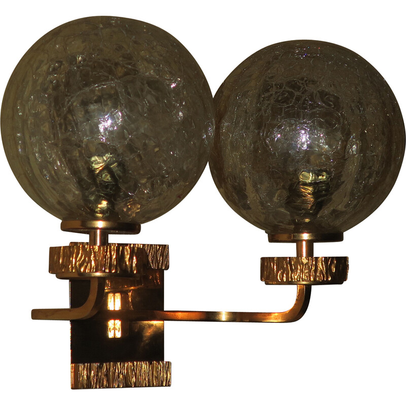 Vintage brass and glass wall lamp by Angelo Brotto for Isperia, 1970