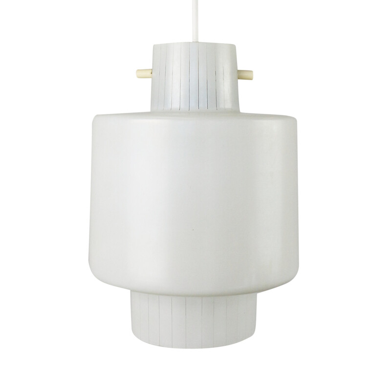 Milk glass pendant with stripe pattern - 1960s