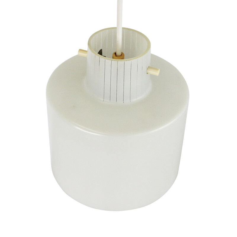 Milk glass pendant with stripe pattern - 1960s