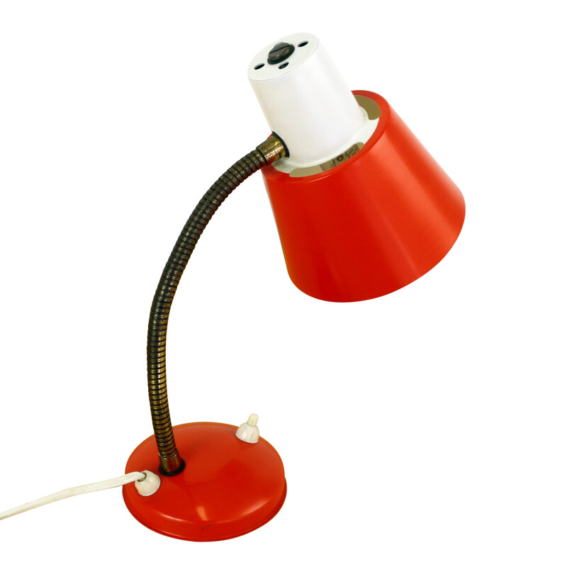 Small red and white desk light by H. Busquet for Hala Zeist - 1960s