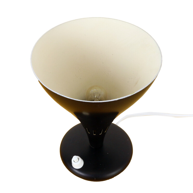 Lampe de table minimaliste en métal noir - 1950