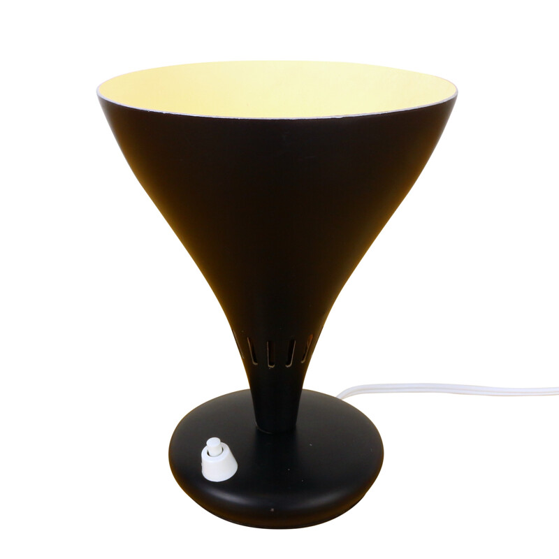 Minimalistic table lamp made of black metal - 1950s