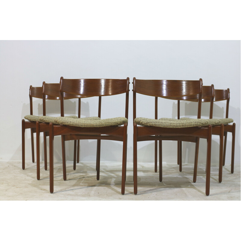 Ensemble de 6 chaises de salle à manger en teck de Erik Buch - 1950