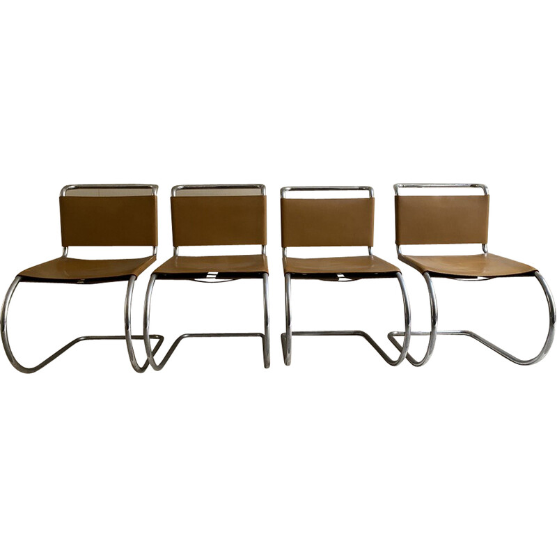 Lot de 4 chaises vintage en métal par Mr de Mies Van der Rohe pour Knoll, 1986