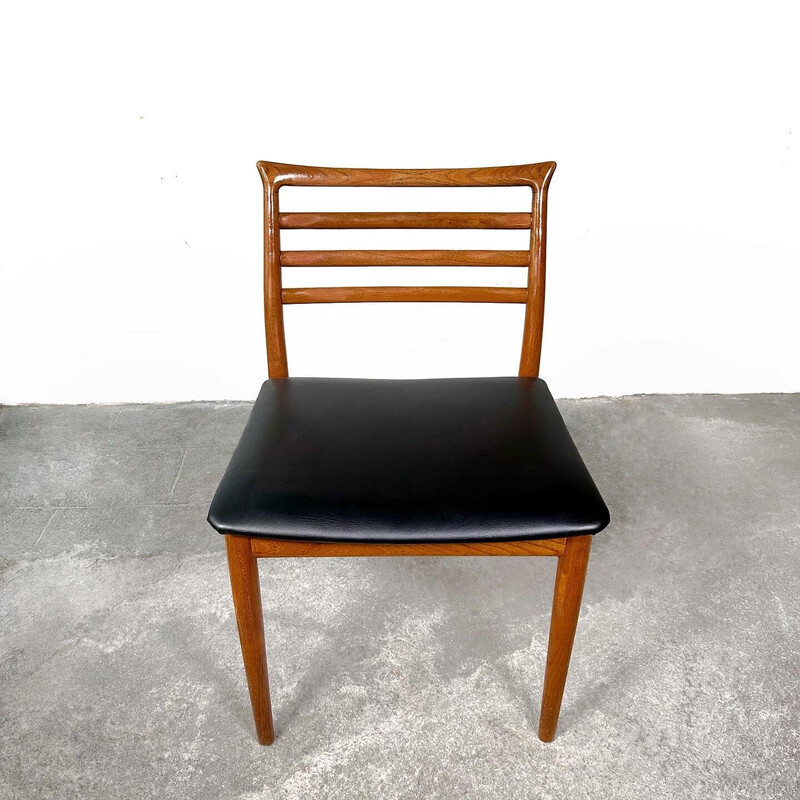 Set of 6 vintage teak and black leatherette chairs by Erling Torvits for Sorø Stolefabrik, Denmark 1960