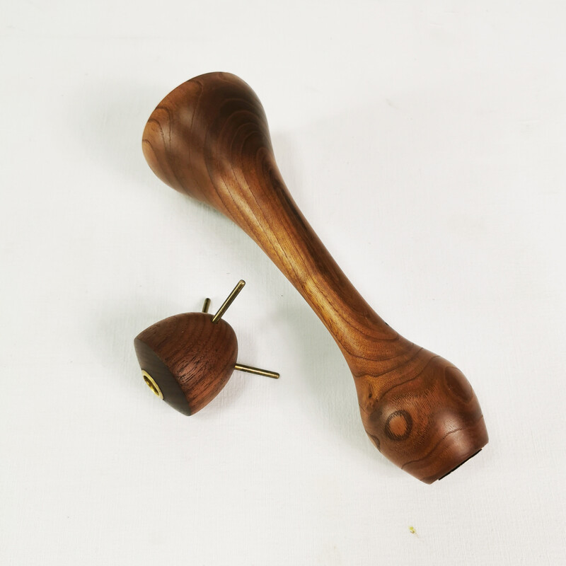 Set of vintage teak and brass candlesticks, Denmark 1960