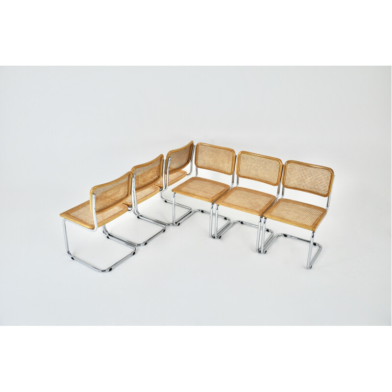 Lot de 6 chaises vintage B32 en bois et métal par Marcel Breuer