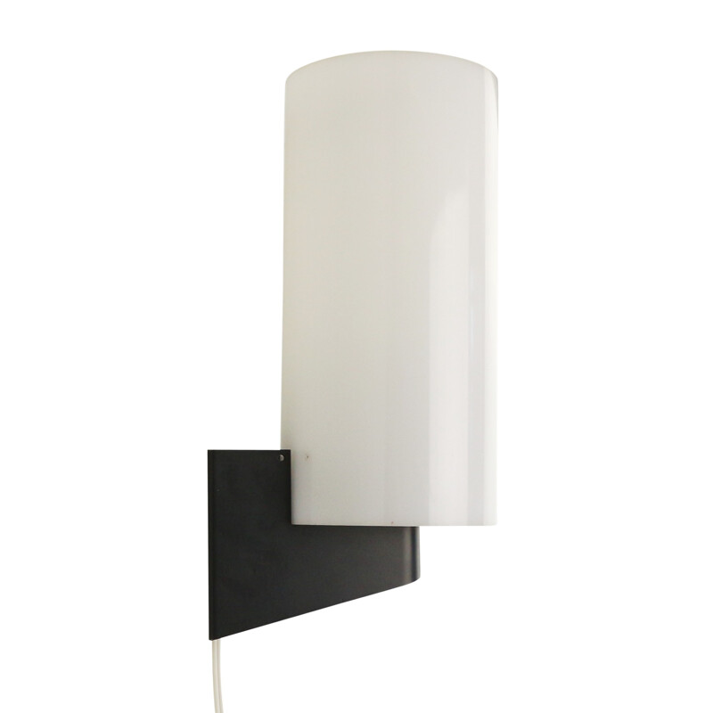 Modern black and white wall light made of metal and acrylic - 1960s