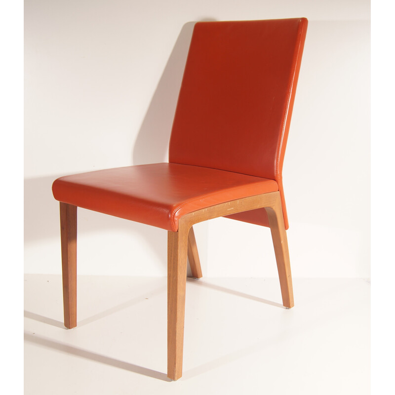 Chaises vintage en cuir orange de Rolf Benz