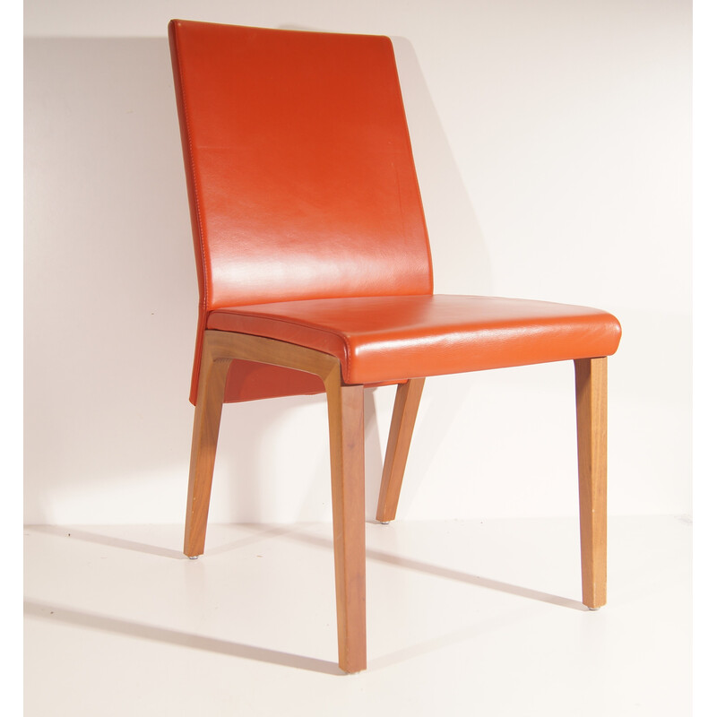 Chaises vintage en cuir orange de Rolf Benz