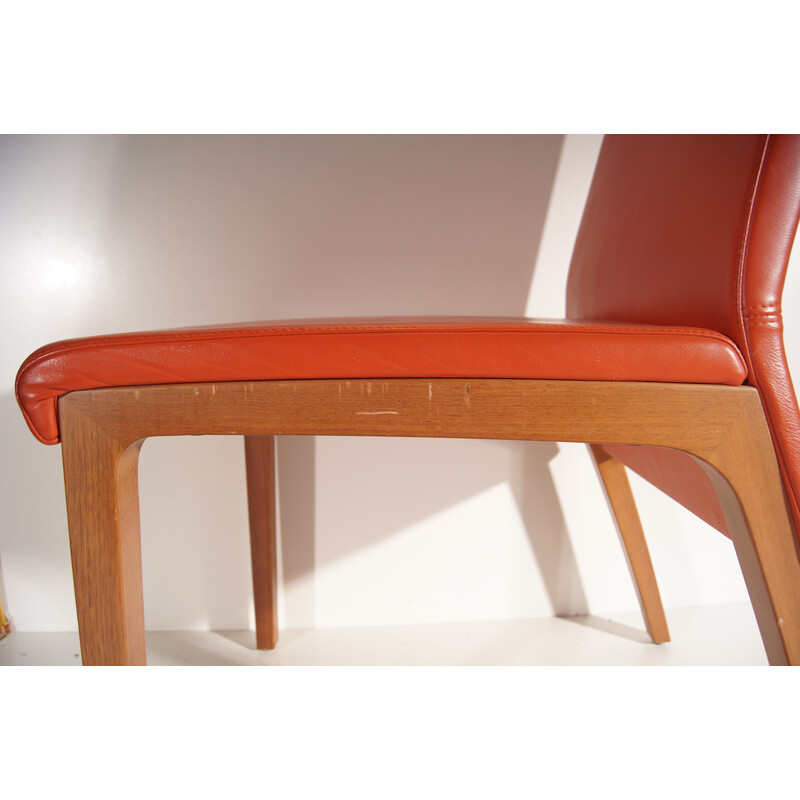 Chaises vintage en cuir orange de Rolf Benz