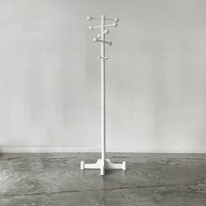 Vintage coat rack in white lacquered wood, 1980