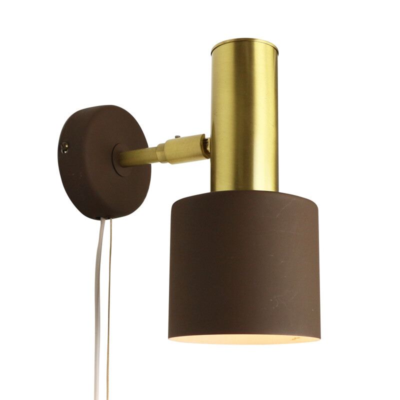 Brown Scandinavian wall light in metal - 1960s