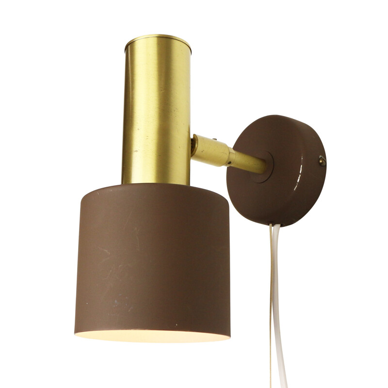 Brown Scandinavian wall light in metal - 1960s