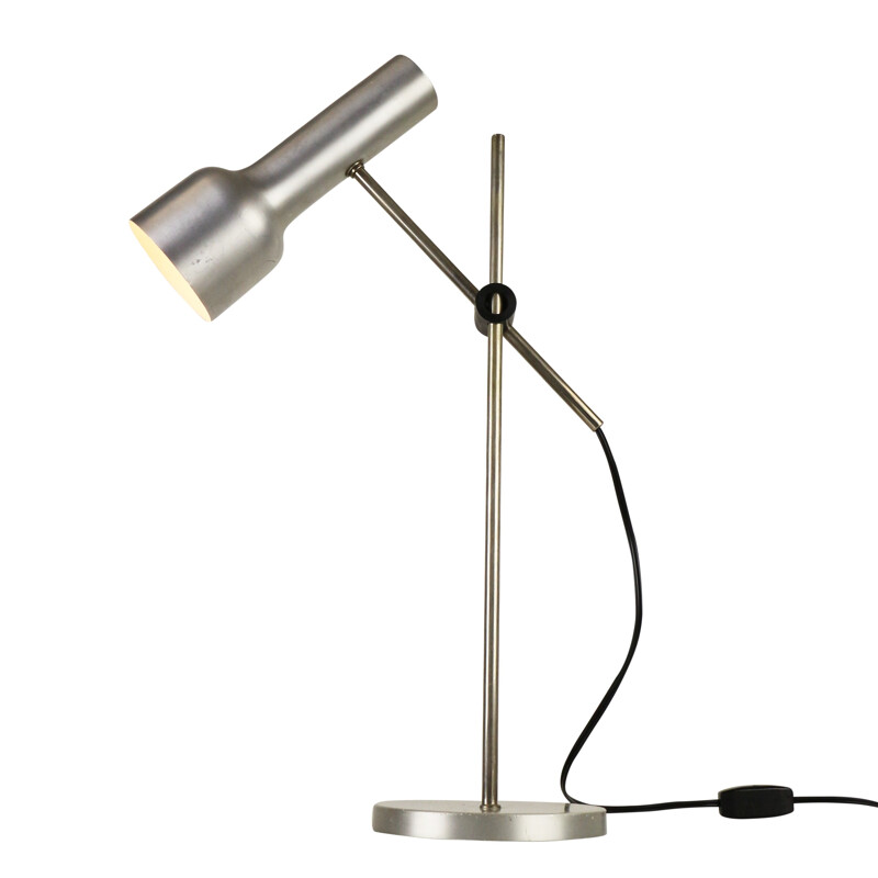 Lampe de bureau argentée en aluminium - 1960