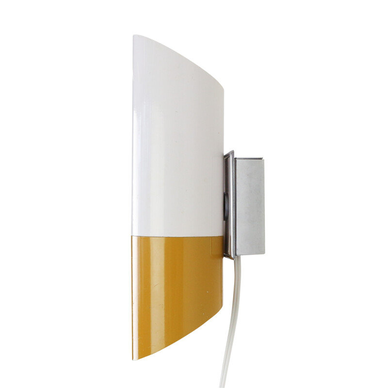 Yellow and white cylinder wall light - 1960s