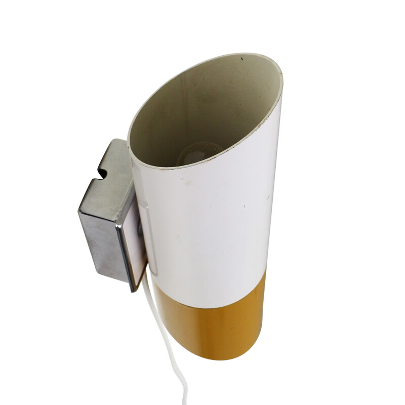 Yellow and white cylinder wall light - 1960s