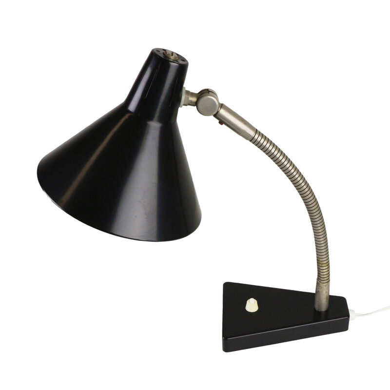 Lampe de bureau noire produite par Hala Zeist - 1960