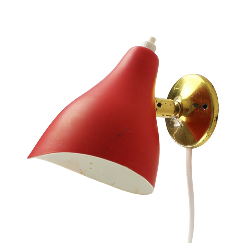 Red wall light produced by Stilux Milano - 1950s