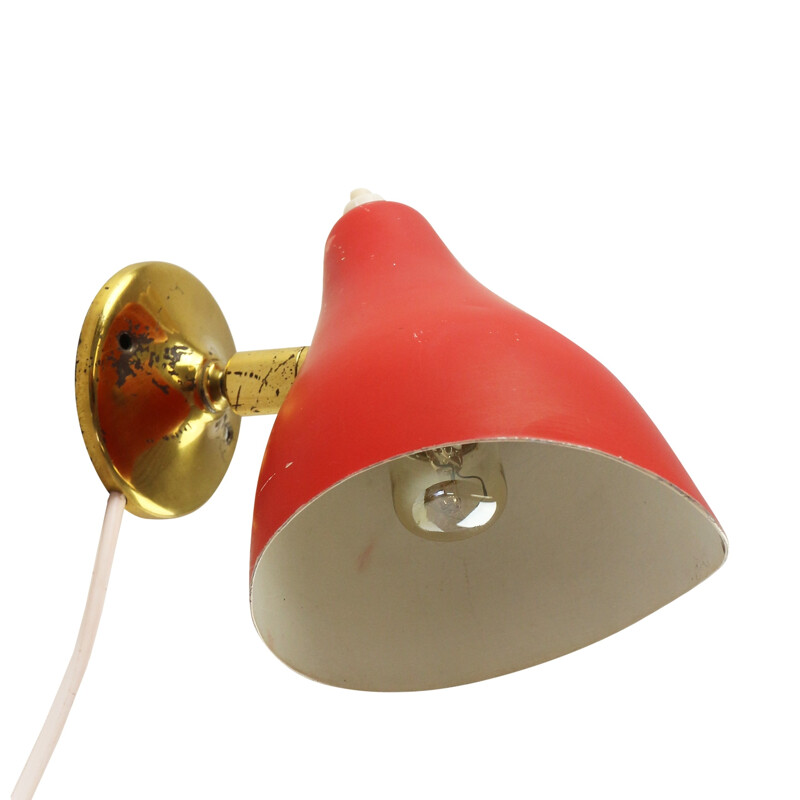 Red wall light produced by Stilux Milano - 1950s