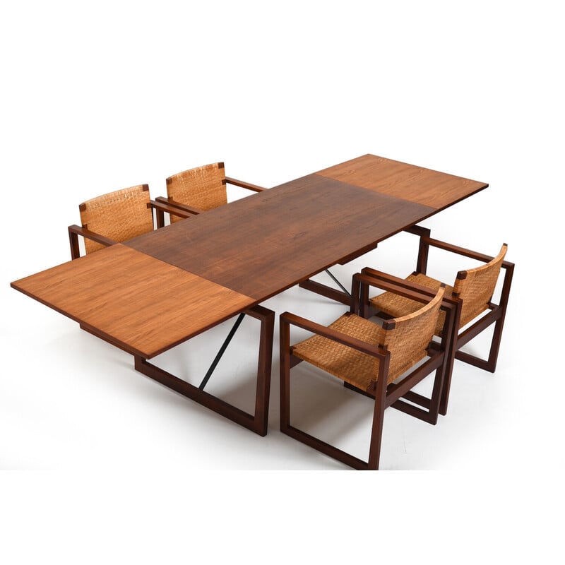 Vintage teak and cane dining set, Denmark 1960