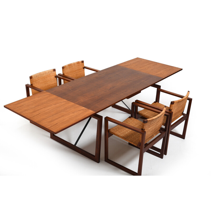 Vintage teak and cane dining set, Denmark 1960