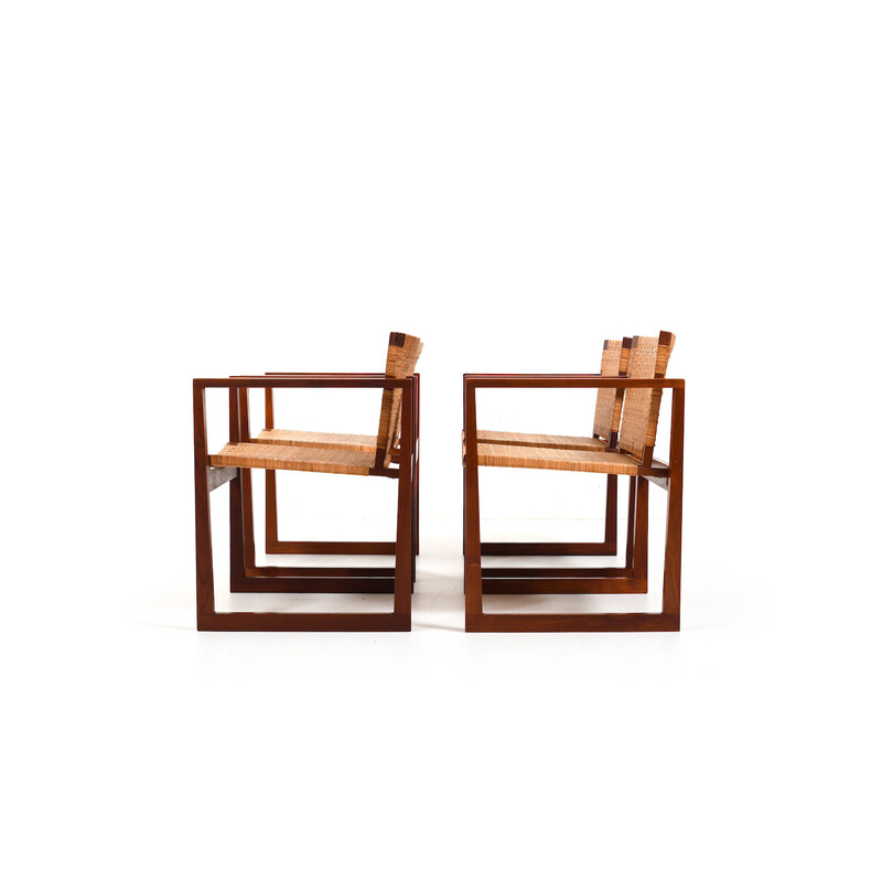 Vintage teak and cane dining set, Denmark 1960