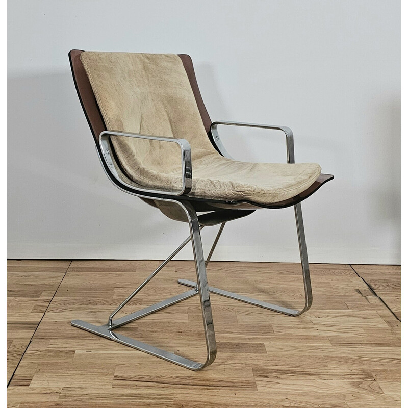 Paire de fauteuils vintage en plexiglas et chrome pour Apelbaum Esthétique, 1970