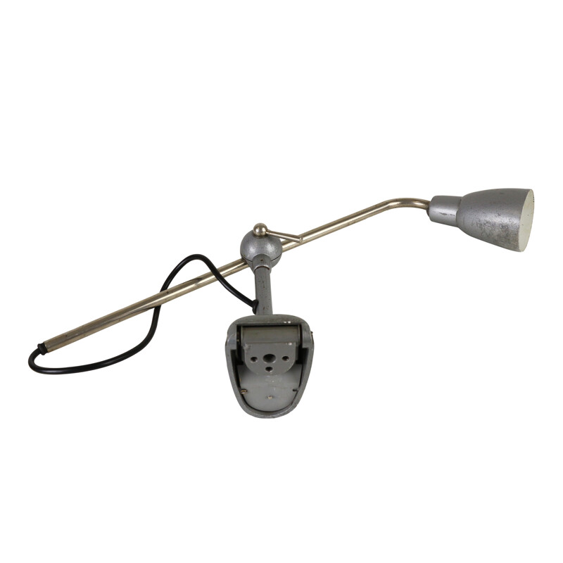 Lampe de table réglable argentée en métal - 1940