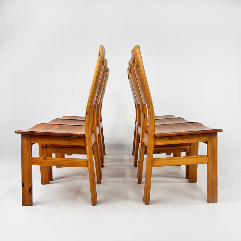 Set of 6 vintage pine chairs by Tapiovaara for Laukaan Puu Finland, 1960