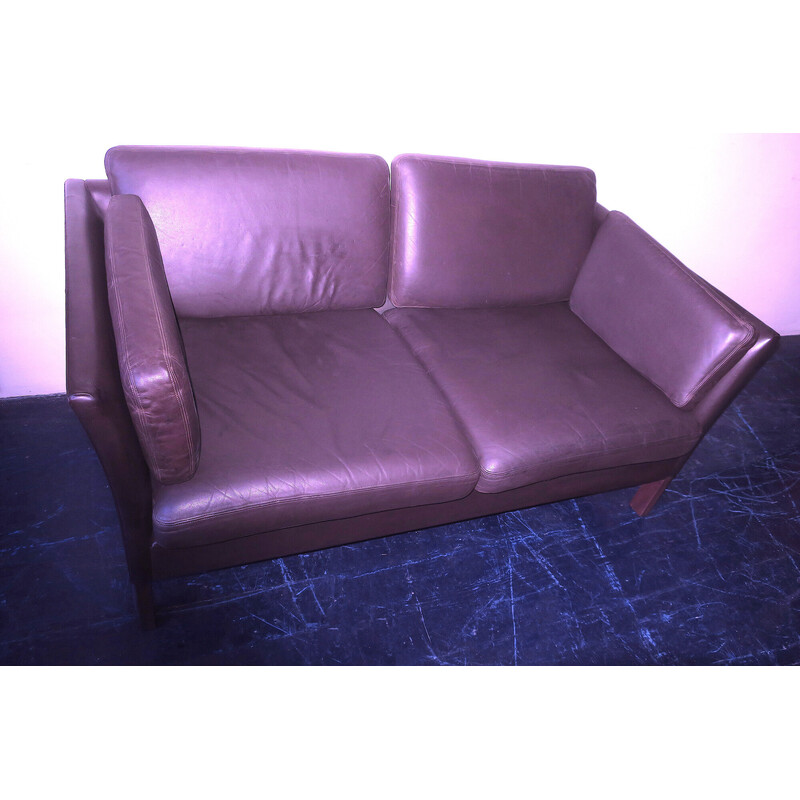 Vintage brown leather sofa, Denmark 1970