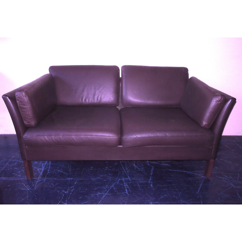 Vintage brown leather sofa, Denmark 1970