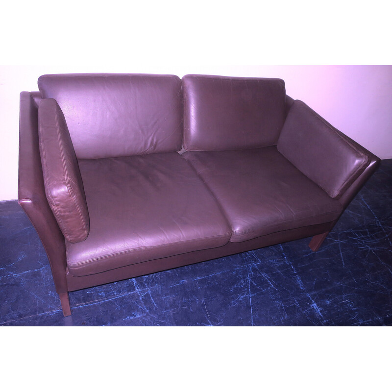 Vintage brown leather sofa, Denmark 1970