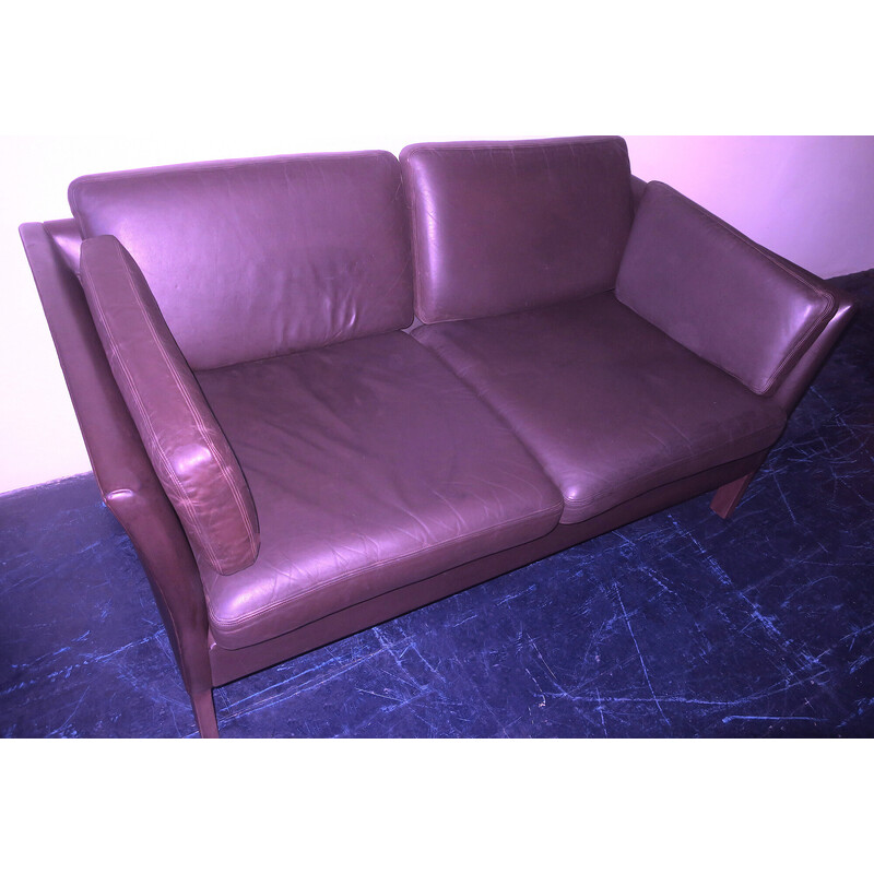Vintage brown leather sofa, Denmark 1970