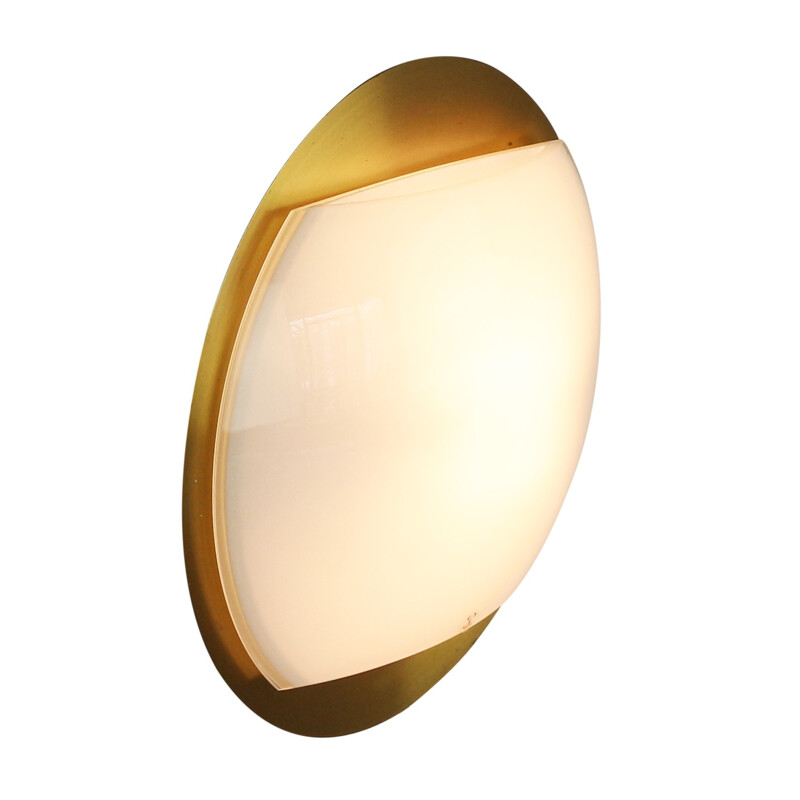Vintage wall light with opaline glass and messing produced by Peill and Putzler - 1980s
