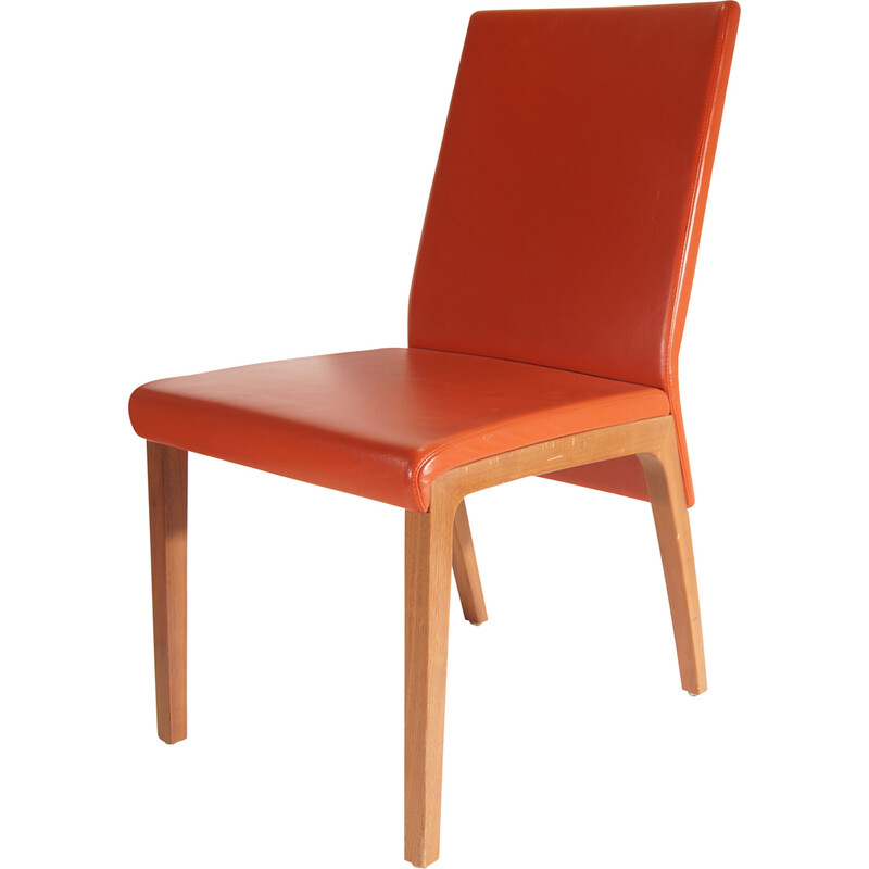 Vintage orange leather chairs by Rolf Benz