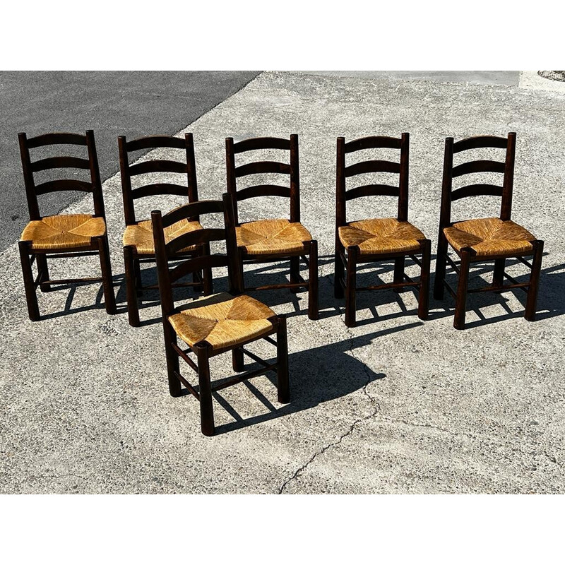 Vintage pine and oak dining set by Georges Robert, 1960