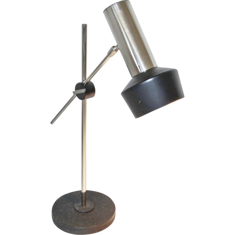 Mid century chrome and black metal table lamp - 1960s