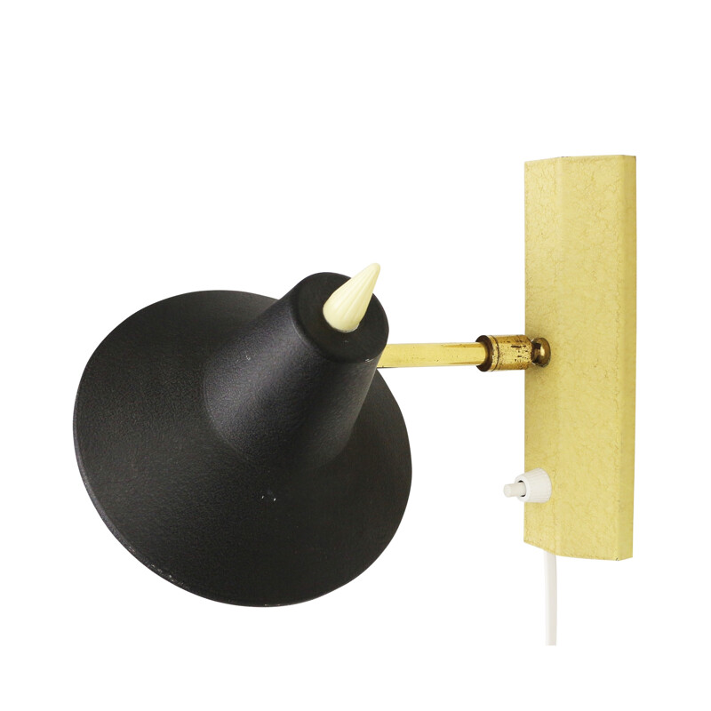Vintage wall light in yellow and black - 1950s
