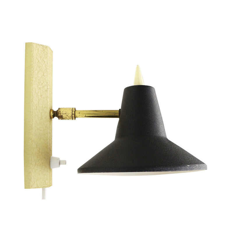 Vintage wall light in yellow and black - 1950s