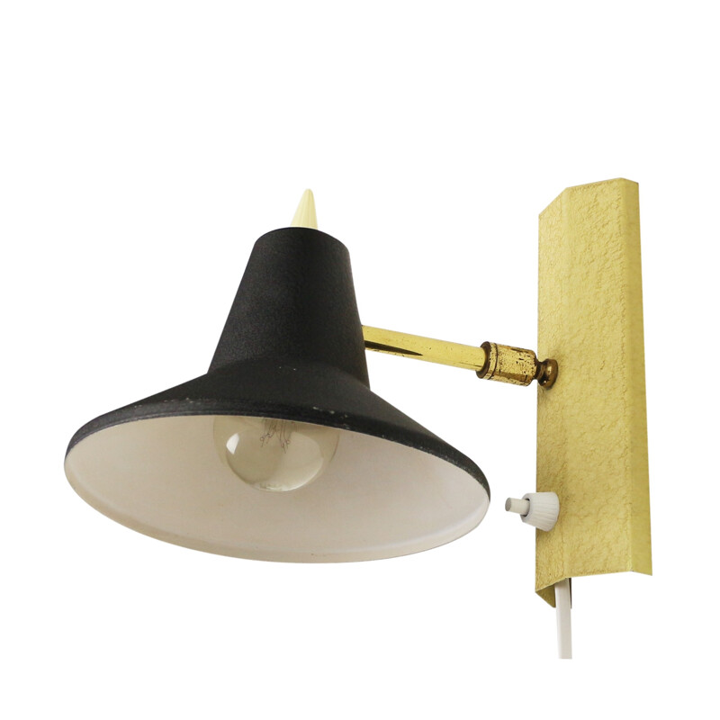 Vintage wall light in yellow and black - 1950s