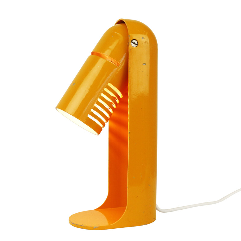 Lampe de bureau jaune de l'ère spatiale italienne par Leuka - 1970