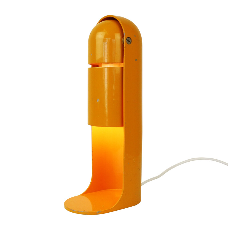 Yellow space age Italian flip top desk light by Leuka - 1970s