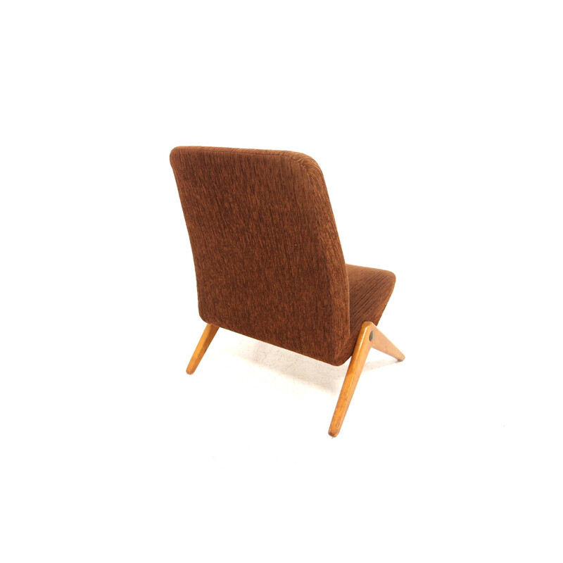 Vintage beech and fabric armchair by Bengt Ruda for Nordiska Kompaniet, Sweden 1950