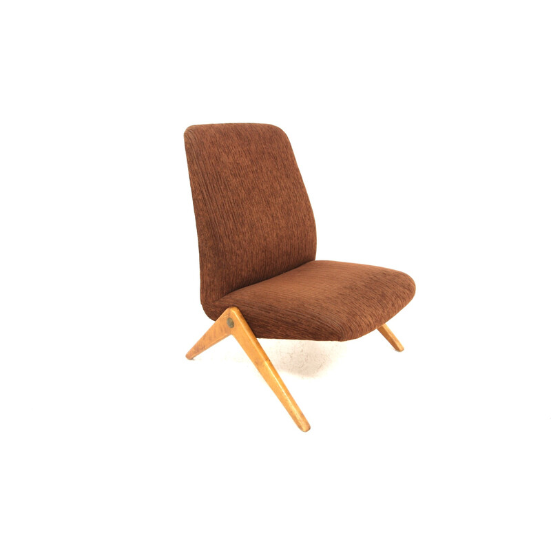 Fauteuil vintage en hêtre et tissu par Bengt Ruda pour Nordiska Kompaniet, Suède 1950