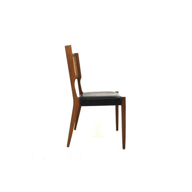 Set of 4 vintage teak and leatherette chairs for Skaraborgs Möbelindustri Tibro, Sweden 1960