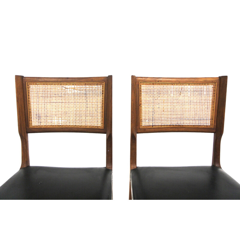 Conjunto de 4 cadeiras vintage em teca e couro sintético para a Skaraborgs Möbelindustri Tibro, Suécia 1960