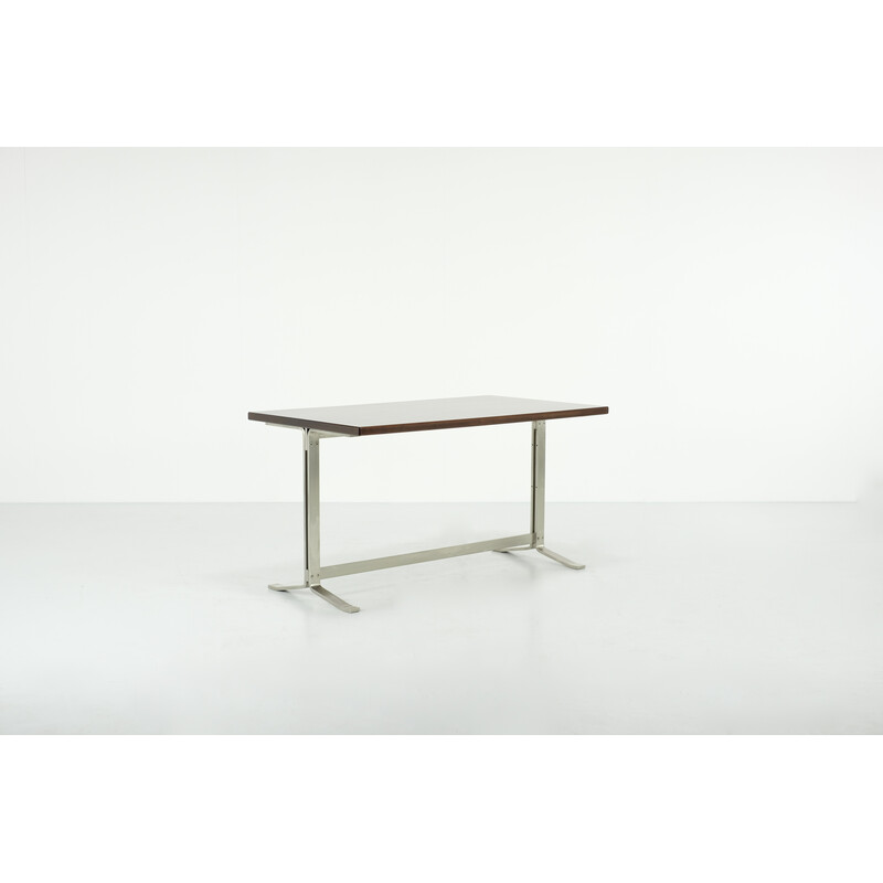 Vintage brushed steel desk by Gianni Moscatelli for Formanova, Italy 1970