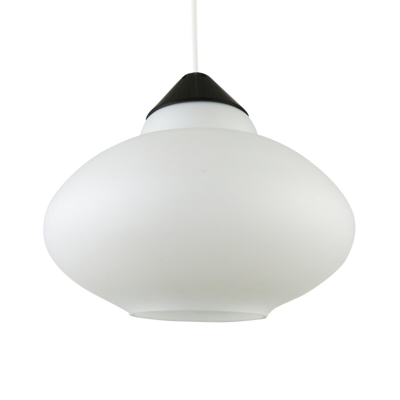 Black and white glass pendant lamp - 1960s